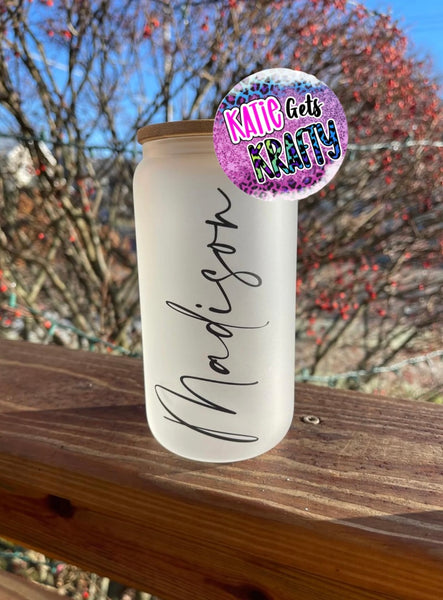 Custom Name Glass Can Tumbler