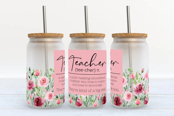 Teacher- Big Deal Glass Can Tumbler